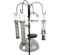 Deluxe Complete Metal Bird Feeding Station with Large Copper Style Feeders & Baffle