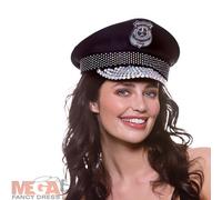 Deluxe Cop Hat with Diamantes Police Hen Night Ladies Fancy Dress Women Accessor