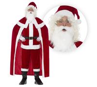 Deluxe Crimson Plush Santa Suit Father Christmas Xmas Fancy Dress Cape New