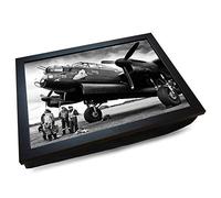 Deluxe Cushioned Lap Tray | Avro Lancaster Bomber 'Just Jane' with Crew | Wooden Frame | Bean Bag Cushion Base | #EM