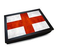 Deluxe Cushioned Lap Tray | England St. George's Flag (Grunge/Vintage) | Wooden Frame | Bean Bag Cushion Base | #AI