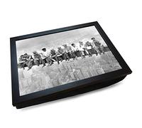 Deluxe Cushioned Lap Tray | Lunch atop a Skyscraper (Rockefeller Plaza New York USA) | Wooden Frame | Bean Bag Cushion Base | #CH