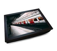 Deluxe Cushioned Photo Lap Tray | London Underground Tube Train | Wooden Frame | Bean Bag Cushion Base | #KL