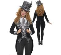 Smiffys 46825XS Deluxe Miss Hatter Costume, Black, XS - UK Size 04-06