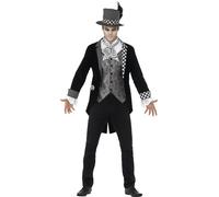 Deluxe Dark Mad Hatter Costume Mens Ladies Halloween Alice Fancy Dress New