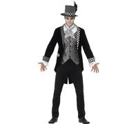 Deluxe Dark Mad Hatter Costume Mens Ladies Halloween Alice Fancy Dress New