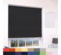 Deluxe Daylight Roller Blinds Light Filtering Premium Fabric Easy Fit Metal Brackets Bedroom Living Room Office Child Safe 160cm Length Trimmable Black 180cm