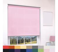 Deluxe Daylight Roller Blinds Light Filtering Premium Fabric Easy Fit Metal Brackets Bedroom Living Room Office Child Safe 160cm Length Trimmable Pink 150cm