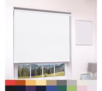 Deluxe Daylight Roller Blinds Light Filtering Premium Fabric Easy Fit Metal Brackets Bedroom Living Room Office Child Safe Trimmable White 240cm Width x 210cm Drop