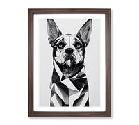Deluxe Dog Abstract Framed Print | A4 Walnut Framed Wall Art | Ready to Hang | Abstract Animal Picture | Living Room Bedroom Lounge Office