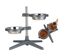 Deluxe Dog Feeding Station - Double Raised Bowl 6.5 x 36.5 x 46.5 cm | With Removable Stainless Steel Dish | Durable Polystyrene Feeding Station for Puppies and Dogs