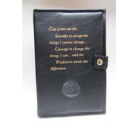 Deluxe Double Alcoholics Anonymous AA Big Book & 12 Steps & 12 Traditions Book Cover Medallion Holder Black by Culver Enterprises