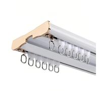 Deluxe Double Curtain Track 2 Layered Heavy Duty Curtain Rod for Room Dividers White 145cm Perfect for Home Decor and Privacy Solutions
