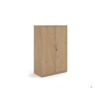 Deluxe double door cupboard 1600mm high with 3 shelves - Kendal Oak