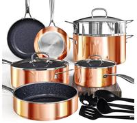 Deluxe DUXANO 14PC Healthy Pots and Pan With 9H Anti-scratch Coating, 2-Layer Non-Stick Ceramic&PFAS Free, Sensitively&Evenly Induction Cooking, Enhanced Flavor with Infrared Cookware, Dishwasher Safe
