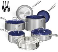Deluxe DUXANO 14PC Healthy Pots and Pan With 9H Anti-scratch Coating, 2-Layer Non-Stick Ceramic&PFAS Free, Sensitively&Evenly Induction Cooking, Enhanced Flavor with Infrared Cookware, Dishwasher Safe
