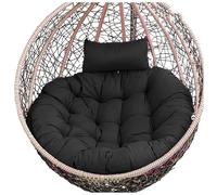 Deluxe Egg Chair Cushion with Headrest Pillow Tufted Hanging Swing Seat Pads for Indoor/Outdoor Use Replacement Cushion for Garden & Office (Black 100x100cm)