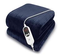 Purus Deluxe Navy Blue Electric Throw | Luxurious Heated Double Over Blanket Soft Fleece