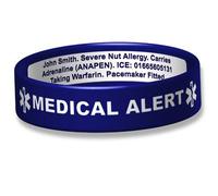 Deluxe Engraveable Silicone Bracelet Broad Band (Small 18cm, Blue)