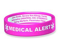 Deluxe Engraveable Silicone Bracelet Broad Band (Small 18cm, Pink)