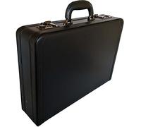 Deluxe Faux Leather Expandable Executive Attache Case Briefcase (Black)