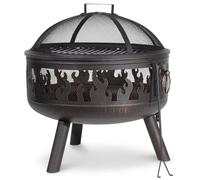 Dellonda Deluxe Firepit, Fireplace, Outdoor Patio Heater w/ Cooking Grill, Safety Screen & Poker - DG117, Black