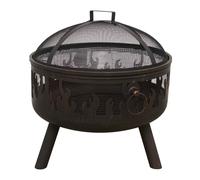 Dellonda Deluxe Firepit, Fireplace, Outdoor Patio Heater w/ Cooking Grill, Safety Screen & Poker - DG117, Black