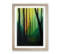 Deluxe Forest Framed Print | A3 Oak Framed Wall Art | Ready to Hang | Modern Landscape Picture | Living Room Bedroom Lounge Office