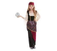 Smiffys Deluxe Fortune Teller Costume, Multi-Coloured with Dress & Headscarf, Girls Fancy Dress, Witch Dress Up Costumes