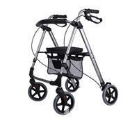 Deluxe Four Wheeled Rollator Wear-Resistant Anti-Slip with Basket Roller with Four Wheels Adjustable High Foldable Brake Mobility Walker Walking Double The Com,