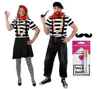 DELUXE FRENCH COUPLES FANCY DRESS + ACCESSORIES OUTFIT SET (SMALL & X-LARGE)
