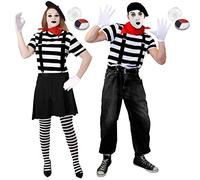 DELUXE FRENCH MIME COUPLES FANCY DRESS + ACCESSORIES OUTFIT SET (LARGE & XX-LARGE)