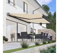 Deluxe Full Cassette Electric Awning Wireless Remote 3.5m With Lights Primrose Awnings Off White One Size