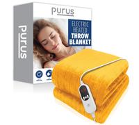 Deluxe Gold XL Electric Throw Heated Double Over Blanket Soft Fleece Variable Heat & Timer Settings PURUS Gold Double
