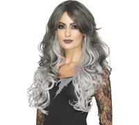 Deluxe Gothic Bride Wig Grey Ombre Styleable Womens Ladies Fancy Dress Ne