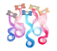 DELUXE HAIR Girls Unicorn Hair Clips Little Pony Colourful Artificial Hair Extension/Cute Multicolor Hair Extension for Girls and Kids Unicorn Curly Hair