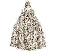 Deluxe Halloween Hooded Cape Costume Cloak Themed Party Cosplay Robe with hood Dog Bones Paw Print
