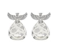 Deluxe Homeart Glass Angels - Set of 2 Light-Up Ornaments with Warm Micro LED Lights - 9 cm Tall - Battery Operated - Remote Control Enabled with Timer