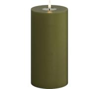 Deluxe Homeart Indoor Flameless LED Candle - Olive Green - with Real Flame™ Technology - Battery Powered Candle (10 x 20 cm)