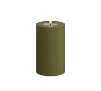 Deluxe Homeart Indoor Flameless LED Candle - Olive Green - with Real Flame™ Technology - Battery Powered Candle (7.5 x 12.5 cm)