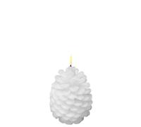 Deluxe Homeart Indoor Flameless LED Candle - Pine Cone - with Real Flame™ Technology - Battery Powered Candle (10 x 13 cm, White)