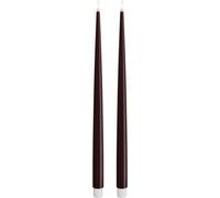 Deluxe Homeart Indoor Flameless LED Dinner Candle - Set of 2 - with Real Flame™ Technology - Battery Powered Candle (38 cm, Bourgogne Red)