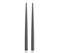 Deluxe Homeart Indoor Flameless LED Dinner Candle - Set of 2 - with Real Flame™ Technology - Battery Powered Candle (38 cm, Grey)
