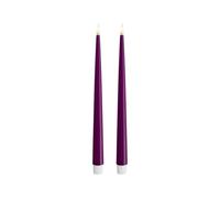 Deluxe Homeart Indoor Flameless LED Dinner Candle - Set of 2 - with Real Flame™ Technology - Battery Powered Candle (28 cm, Violet)