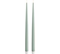 Deluxe Homeart Indoor Flameless LED Dinner Candle - Set of 2 - with Real Flame™ Technology - Battery Powered Candle (38 cm, Salvie Green)