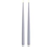 Deluxe Homeart Indoor Flameless LED Dinner Candle - Set of 2 - with Real Flame™ Technology - Battery Powered Candle (38 cm, Dust Blue)