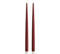 Deluxe Homeart Indoor Flameless LED Dinner Candle - Set of 2 - with Real Flame™ Technology - Battery Powered Candle (38 cm, Red)
