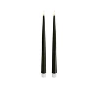 Deluxe Homeart Indoor Flameless LED Dinner Candle - Set of 2 - with Real Flame™ Technology - Battery Powered Candle (28 cm, Dark Green)