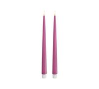 Deluxe Homeart Indoor Flameless LED Dinner Candle - Set of 2 - with Real Flame™ Technology - Battery Powered Candle (28 cm, Magenta)