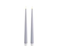 Deluxe Homeart Indoor Flameless LED Dinner Candle - Set of 2 - with Real Flame™ Technology - Battery Powered Candle (28 cm, Dust Blue)